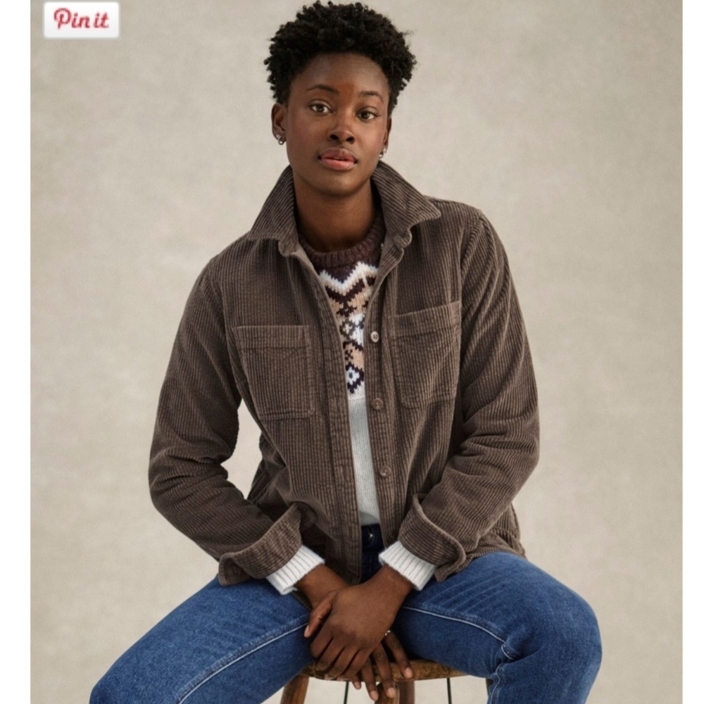 L.L. Bean Women's Brown Corduroy Button Down Shirt